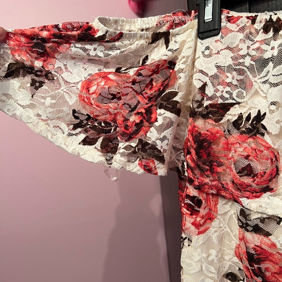 Almost Famous Red and White Floral Lace Midi Dress - Picture 6 of 6